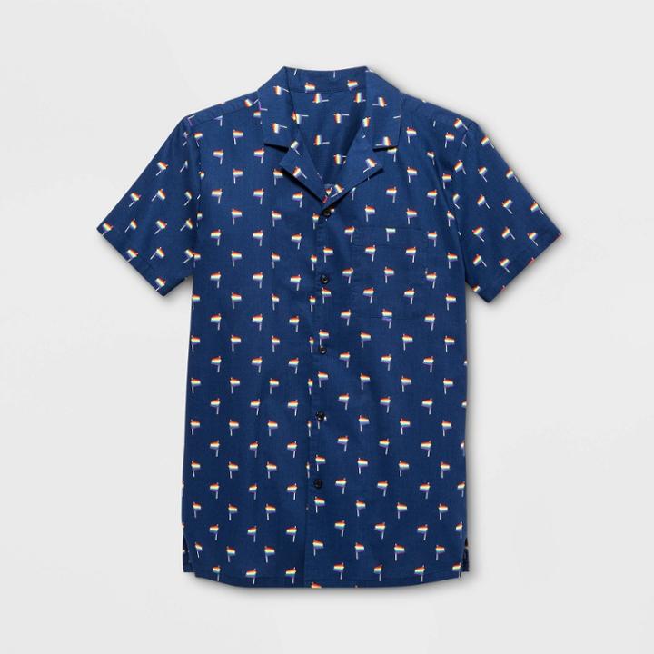 Target Pride Adult Short Sleeve Gender Inclusive Button-down Shirt - Navy Xl, Adult Unisex, Blue