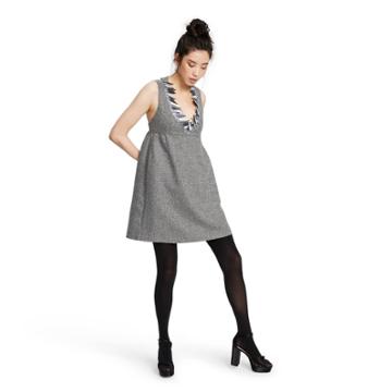 Women's Sleeveless Metallic Boucle V-neck Shift Mini Dress - Anna Sui For Target Silver
