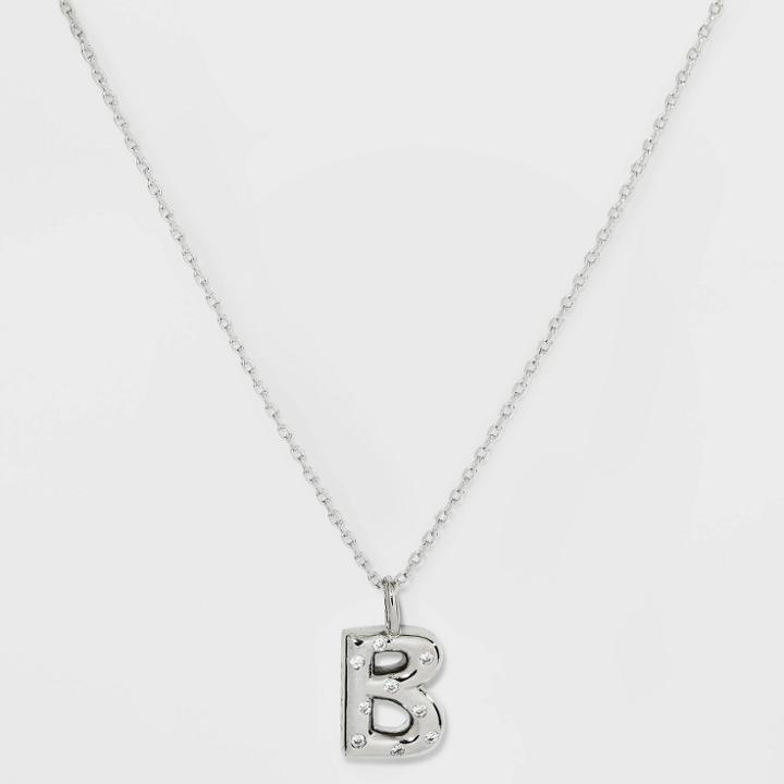 Silver Plated Cubic Zirconia 'b' Pendant Necklace - A New Day