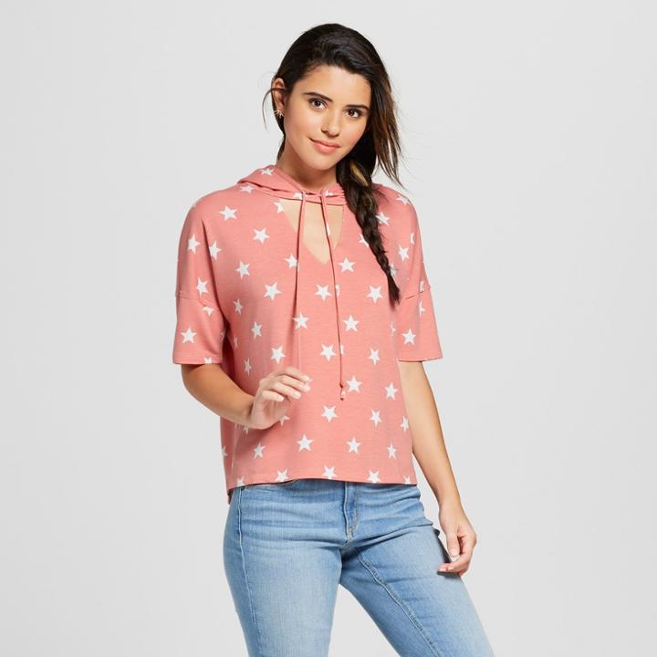Women's Short Sleeve Cut Out Neck Sweatshirt - Soul Cake (juniors') Pink