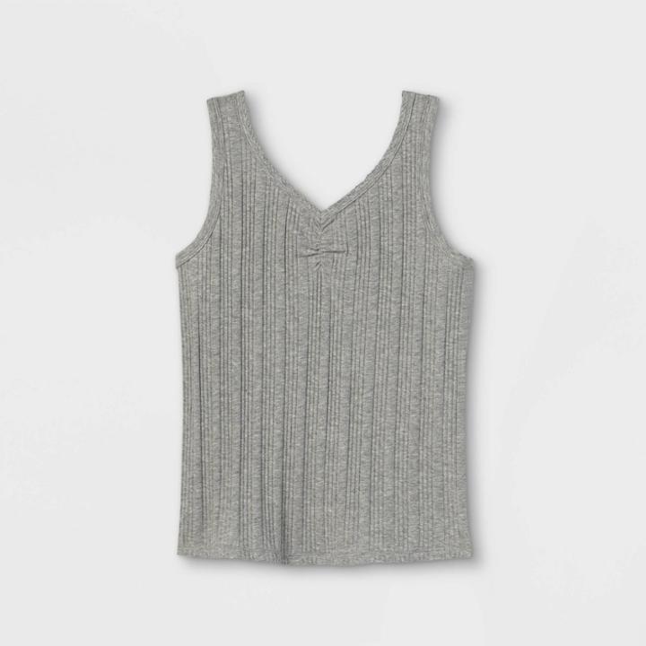 Girls' Rib-knit Cinch Front Tank Top - Art Class Gray