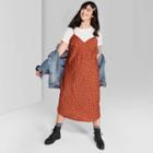 Women's Plus Size Floral Print Sleeveless V-neck Midi Slip Dress - Wild Fable Rust 2x, Women's,