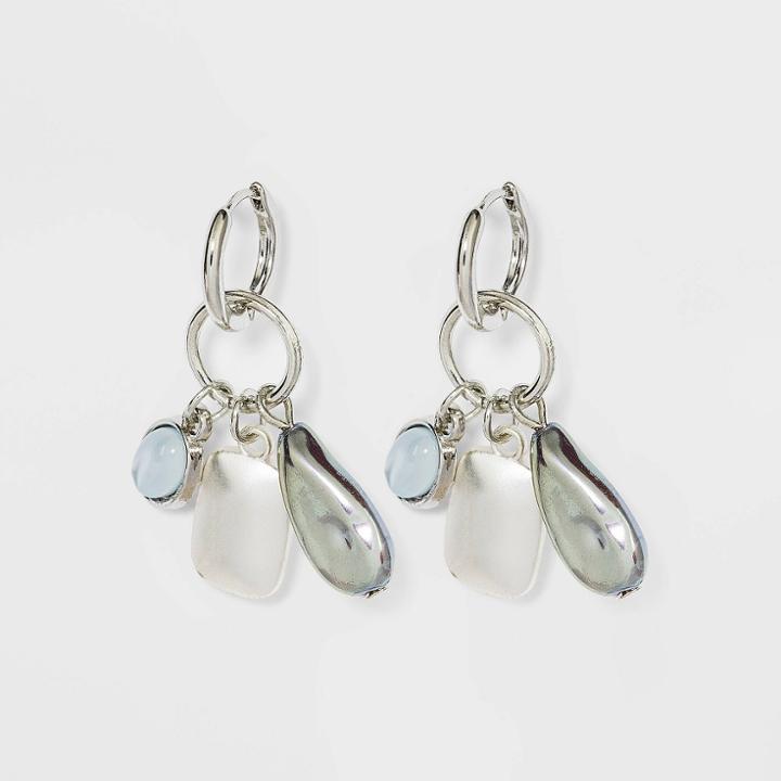 Charm Cluster And Simulated Pearl Hoop Earrings - A New Day Metallic