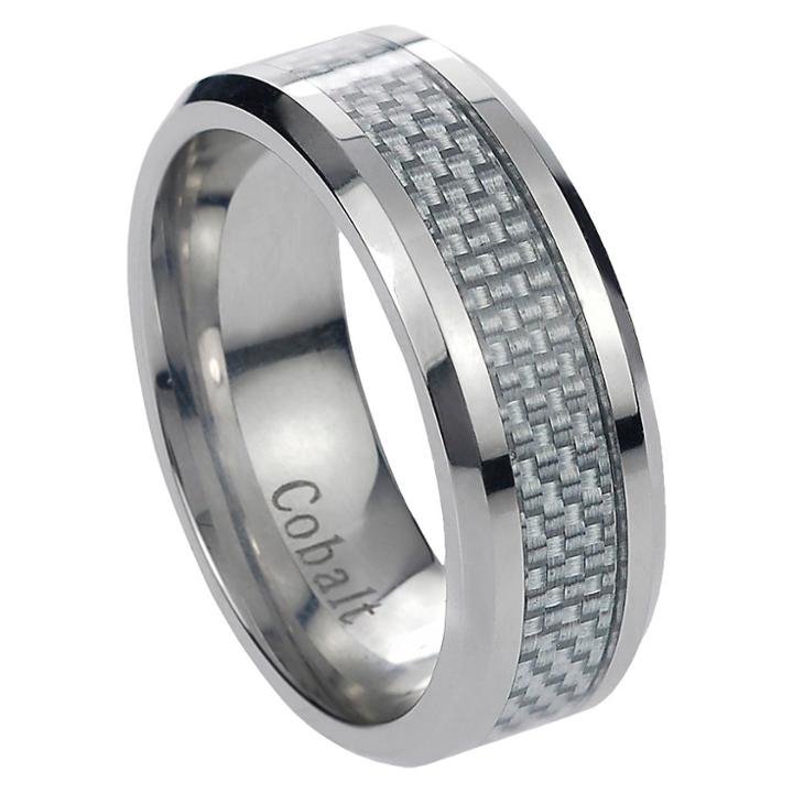 Journee Collection Daxx Men's Cobalt Gray Carbon Fiber Inlay Band -