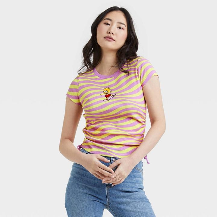 The Simpsons Women's Lisa Simpson Synched Baby Short Sleeve Graphic T-shirt - Purple
