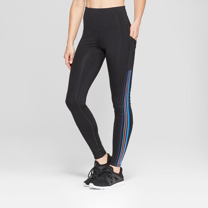 Women's Striped Training High-waisted Leggings 28.5 - C9 Champion Black