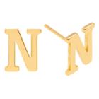 Women's Journee Collection Brass Initial Stud Earrings - Gold, N, Gold