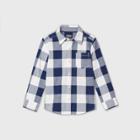 Oshkosh B'gosh Toddler Boys' Long Sleeve Plaid Woven Button-down Shirt - Navy