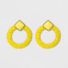 Sugarfix By Baublebar Enamel Studs Beaded Hoop Earrings - Sun Yellow, Girl's