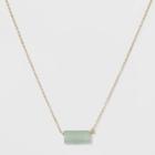 Silver Plated Aventurine Barrel Stone Necklace - A New Day Green/gold, Girl's