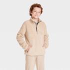 Boys' Sherpa Fleece 1/4 Zip Pullover - All In Motion Khaki