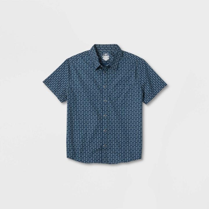 Men's Short Sleeve Adaptive Button-down Shirt - Goodfellow & Co Dark Blue