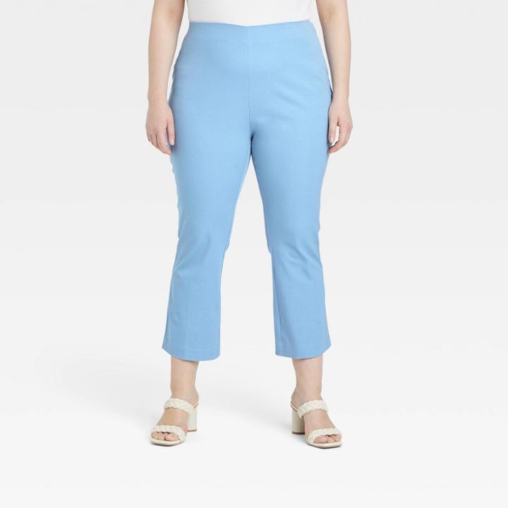 Women's Plus Size Super-high Rise Slim Fit Cropped Kick Flare Pull-on Pants - A New Day Blue