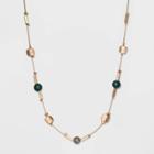 Mixed Semi-precious Beads Station Necklace - Universal Thread Green