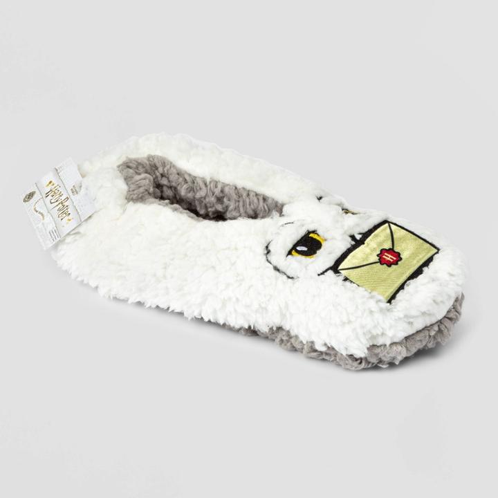 Women's Harry Potter Fluffy Hedwig Slipper Socks With Grippers - White