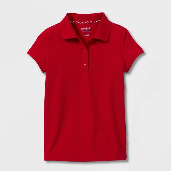 Girls' Stain Release Uniform Polo Shirt - Cat & Jack Red