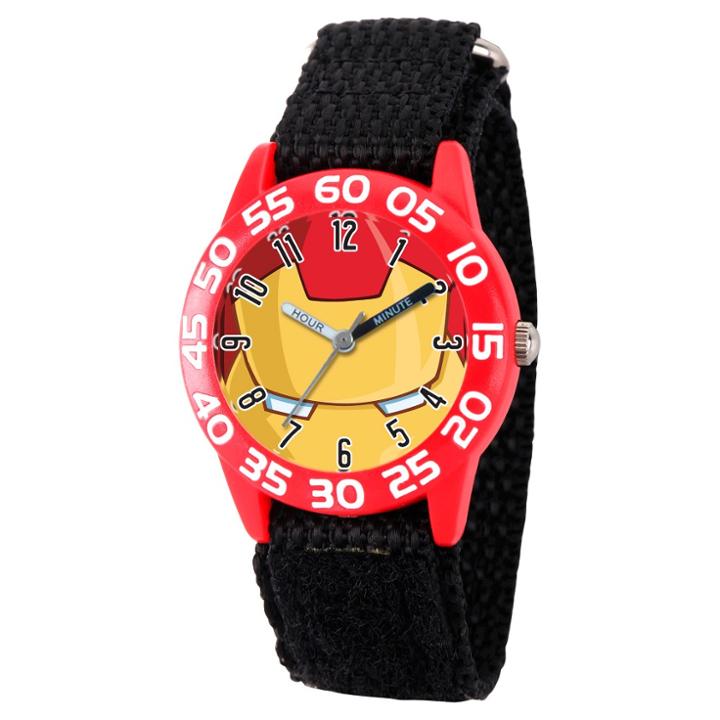 Boys' Marvel's Avengers Iron Man Red Plastic Time Teacher Watch - Black, Boy's,