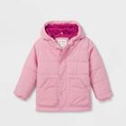 Toddler Solid Long Sleeve Puffer Jacket - Cat & Jack Pink
