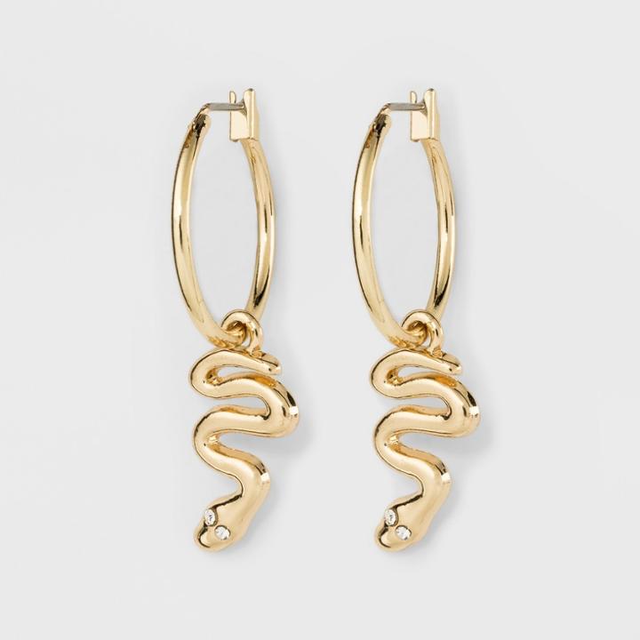 Charm Snake Hoop Earrings - Wild Fable Bold Gold