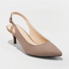 Women's Naoma Kitten Sling Back Heeled Pumps - A New Day Taupe (brown)