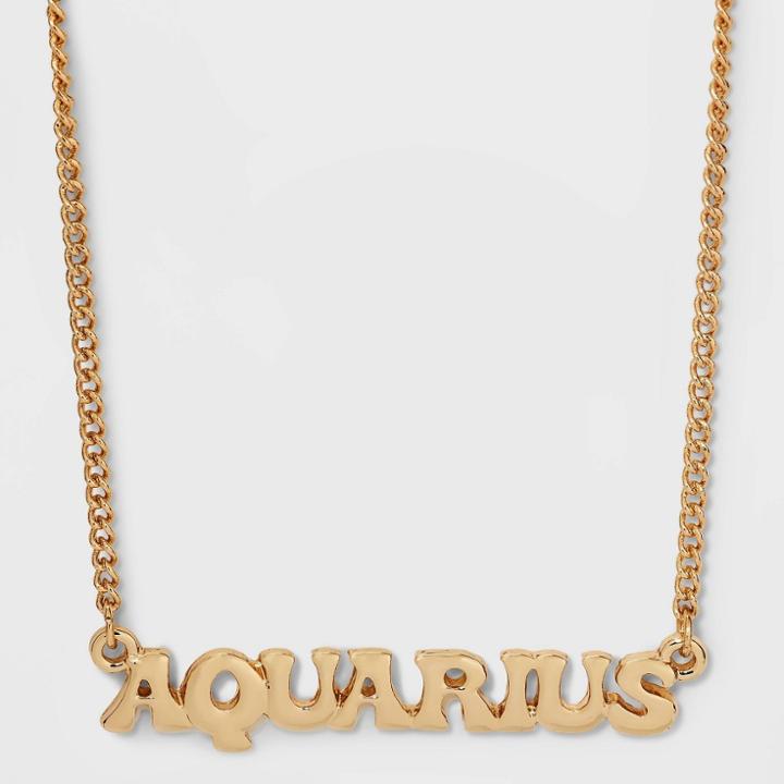 Zodiac Aquarius Pendant Necklace - Wild Fable Gold