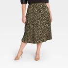 Women's Plus Size Leopard Print Pleated Midi Skirt - Who What Wear Brown