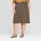 Target Women's Plus Size Mid-rise Front Tie Paperbag Waist Utility Skirt - Prologue Dark Gray