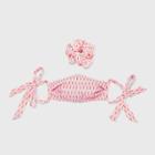 Women's Geo Print Matte Satin Face Mask + Hair Twister - A New Day Pink