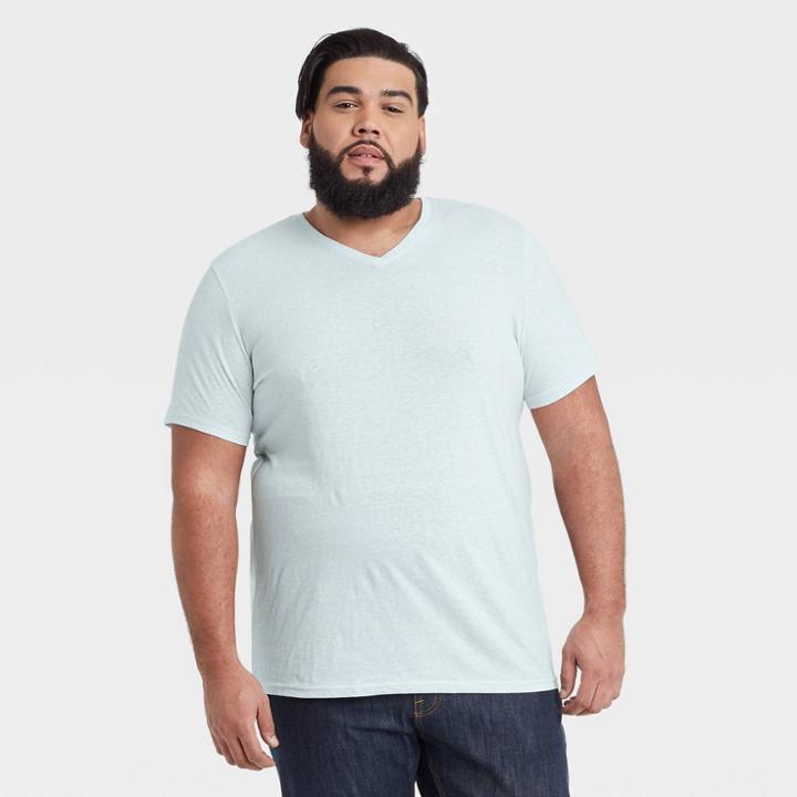 Men's Tall Regular Fit Short Sleeve V-neck T-shirt - Goodfellow & Co Aqua