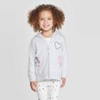 Toddler Girls' Peppa Pig Unicorn Zip-up Hooded Sweatshirt - Gray