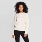 Women's Long Sleeve Crewneck Textured Pullover Sweater - A New Day Beige