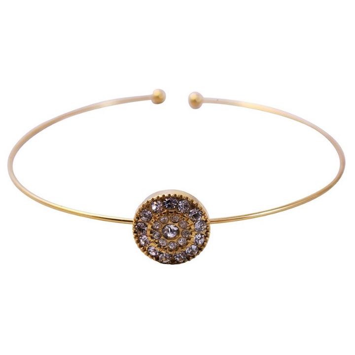 Zirconmania Women's Zirconite Pave Crystal Thin Open End Bracelet - Gold