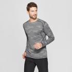 Men's Long Sleeve Camo Print Jacquard T-shirt - C9 Champion Asphalt Heather L, Asphalt Grey Heather