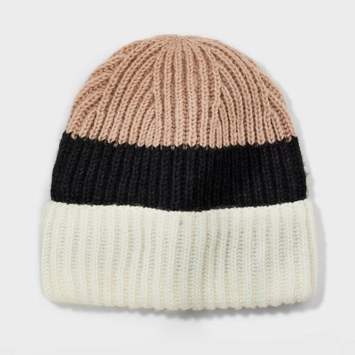 Kids' Winter Knitted Cuffed Beanie - Cat & Jack Cream, Ivory