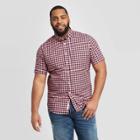 Men's Big & Tall Checked Standard Fit Short Sleeve Button-down Shirt - Goodfellow & Co Pink