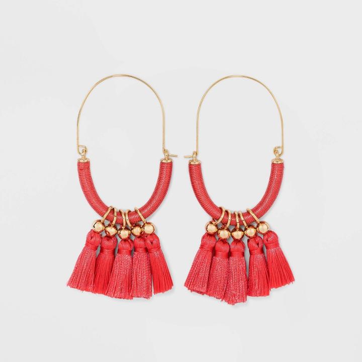 Sugarfix By Baublebar Bold Fringe Hoop Earrings - Coral Pink
