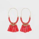Sugarfix By Baublebar Bold Fringe Hoop Earrings - Coral Pink