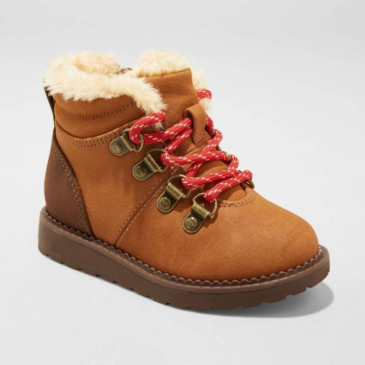 Toddler Boys' Rykar Combat Winter Lace-up Boots - Cat & Jack Cognac