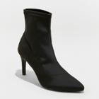 Women's Cady Pointed Stiletto Sock Booties - A New Day Black