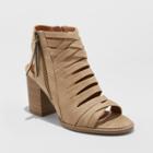 Women's Elda Wide Width Open Toe Heeled Pump Sandals - Universal Thread Taupe (brown) 6w,