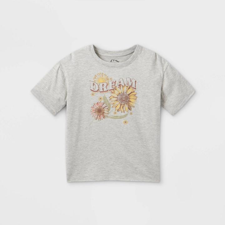 Girls' Oversized Graphic Short Sleeve T-shirt - Art Class Gray