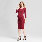Maternity 3/4 Sleeve Pleated Dress - Isabel Maternity By Ingrid & Isabel Boysenberry Red