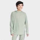 Boys' Long Sleeve Waffle Hooded Sweatshirt - All In Motion Olive Green