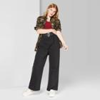 Women's High-rise Belted Paper Bag Waist Wide Leg Jeans - Wild Fable Washed Black