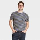 Men's Athletic Striped Regular Fit Short Sleeve Crew Neck Novelty Jersey T-shirt - Goodfellow & Co Blue