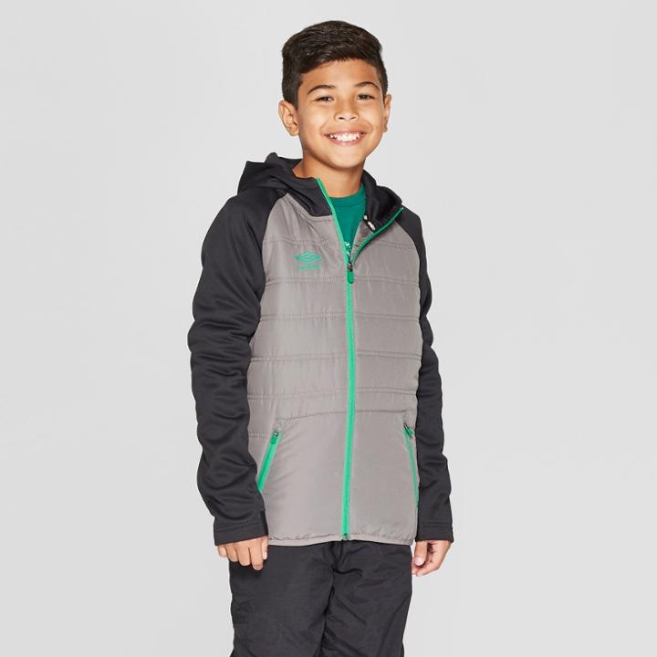 Umbro Boys' Insulated Full Zip Fleece Jacket - Gray