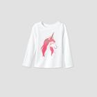 Toddler Girls' Long Sleeve Unicorn T-shirt - Cat & Jack White