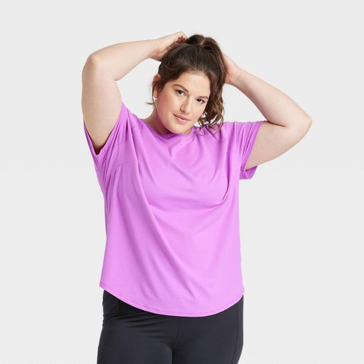 Women's Plus Size Essential Crewneck Short Sleeve T-shirt - All In Motion Vibrant Purple