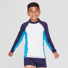 Oversizeboys' Long Sleeve Rash Guard - Cat & Jack White L Husky, Boy's, Size: