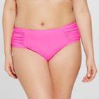 Plus Size Women's Plus Shirred Tab Hipster Bikini Bottom - Xhilaration Pink